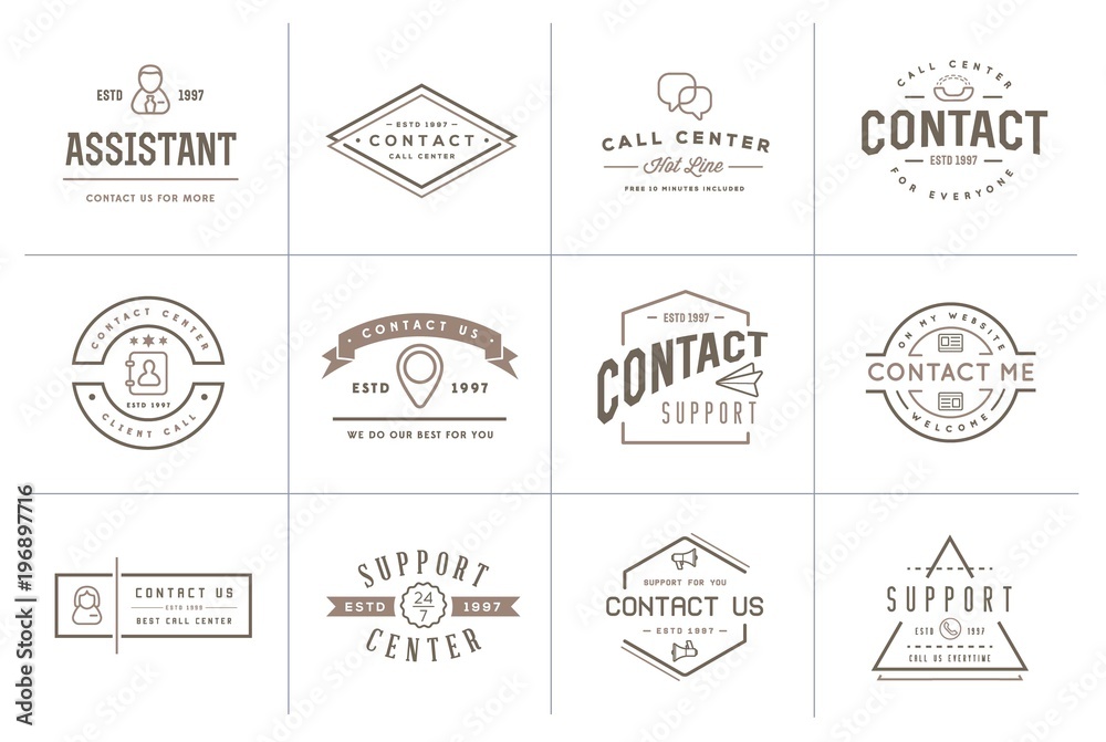 Obraz premium Set of Contact us Service Elements and Assistance Support can be used as Logo or Icon in premium quality