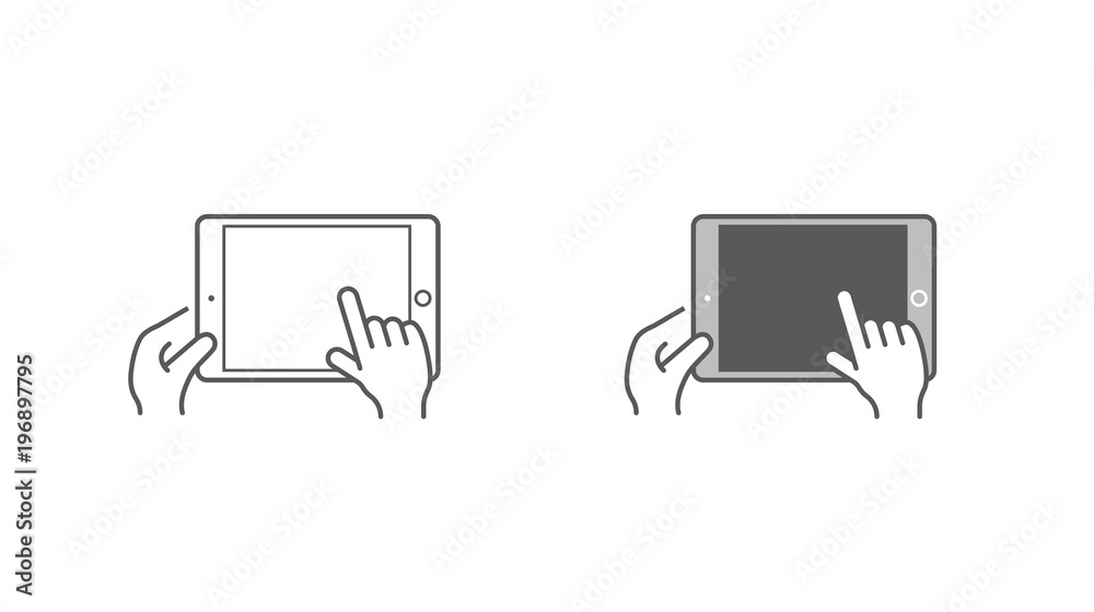 Set of Icons with Hands Holding Smart Device with Gestures Set of Icons with Hands Holding Smart Device with Gestures
