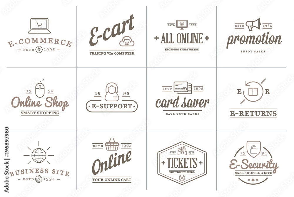 Set of Raster E-Commerce Icons Shopping and Online can be used as Logo or Icon in premium quality