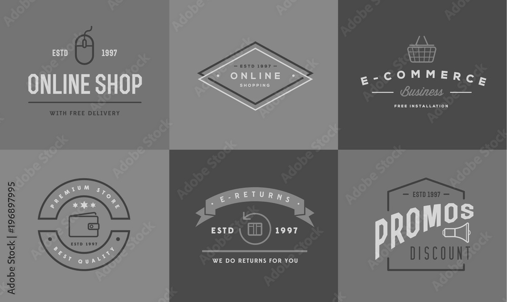 Set of Raster E-Commerce Icons Shopping and Online can be used as Logo or Icon in premium quality