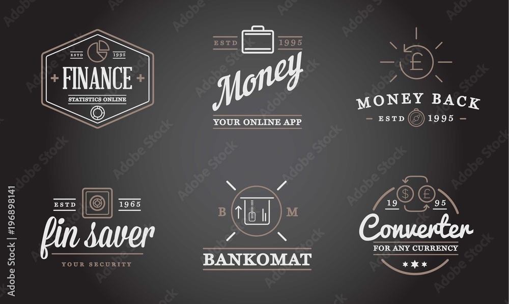 Set of Raster Finance Elements and Money Business as Illustration can be used as Logo or Icon in premium quality