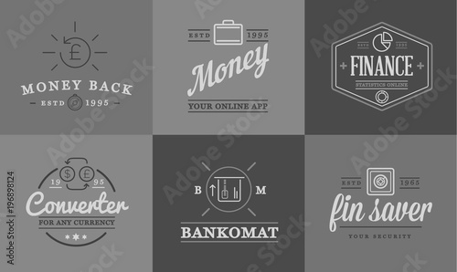 Set of Raster Finance Elements and Money Business as Illustration can be used as Logo or Icon in premium quality