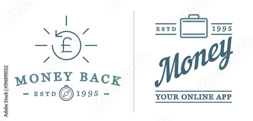 Set of Raster Finance Elements and Money Business as Illustration can be used as Logo or Icon in premium quality
