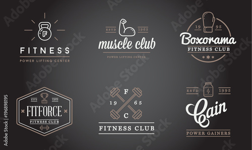 Set of Raster Fitness Aerobics Gym Elements and Fitness Icons Illustration can be used as Logo or Icon in premium quality