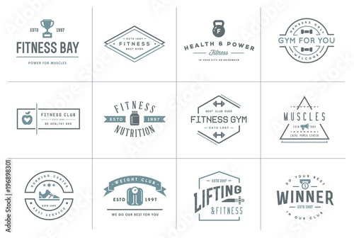 Set of Raster Fitness Aerobics Gym Elements and Fitness Icons Illustration can be used as Logo or Icon in premium quality