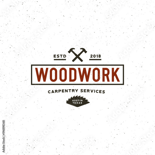 vintage carpentry logo. retro styled wood works emblem. vector illustration