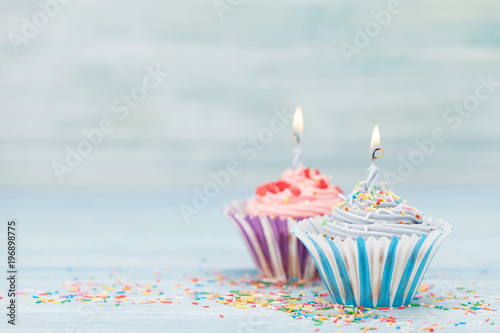 Sweet cupcakes with candles