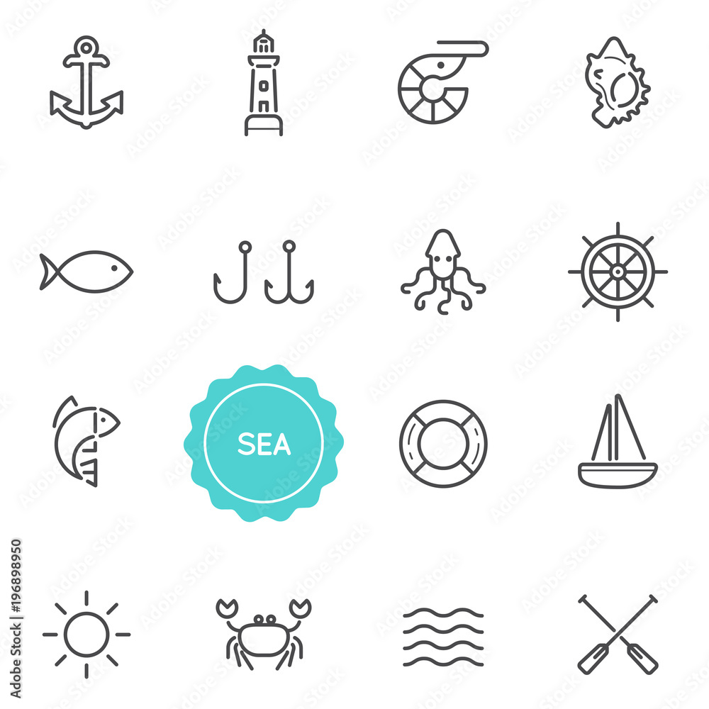 Set of Sea Food Raster Illustration Elements can be used as Logo or Icon in premium quality Set of Sea Food Raster Illustration Elements can be used as Logo or Icon in premium quality