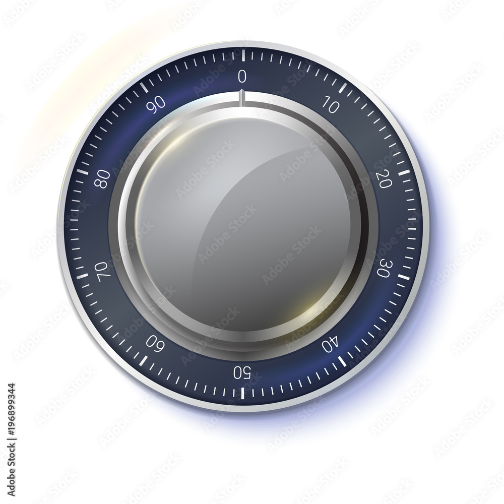 Safe lock isolated on transparent background, front view. Realistic metallic combination lock for safety illustration. Concept security of money, 3D illustration.