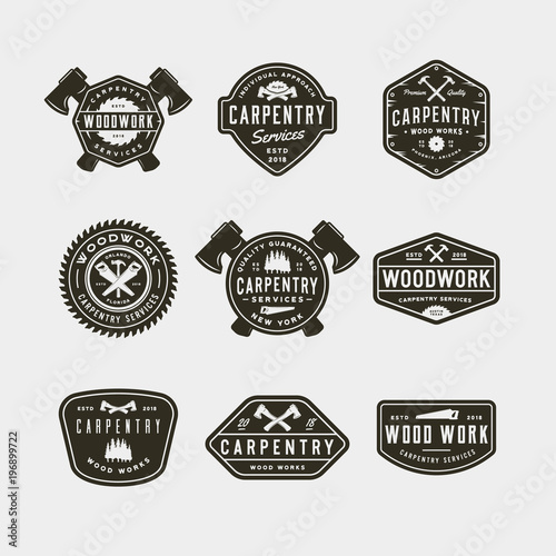 set of vintage carpentry logos. vector illustration