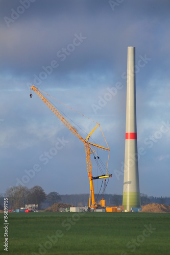 Construction of a wind power station in Mecklenburg-Vorpommern, Germany