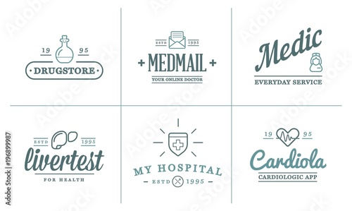 Medicine Health Raster Symbols Icons Can Be Used as Logotype Element or Icon, Illustration Ready for Print or Plotter Cut or Using as Logotype with High Quality