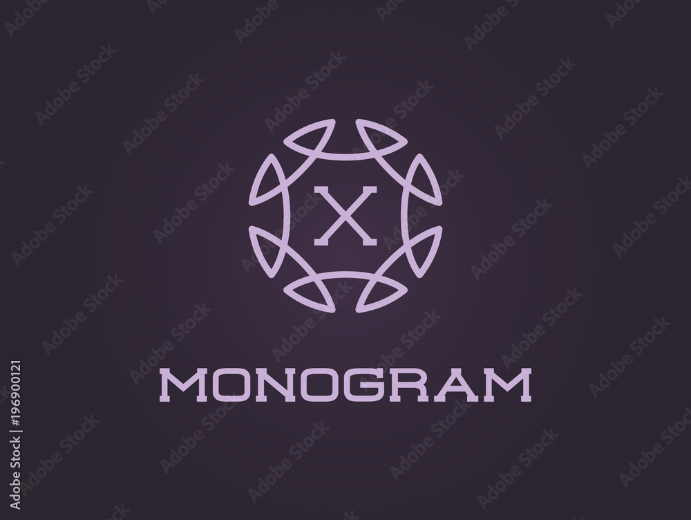Compact Monogram Design Template with Letter Raster Illustration Premium Elegant Quality Compact Monogram Design Template with Letter Raster Illustration Premium Elegant Quality