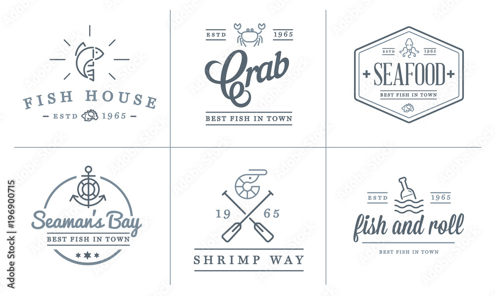Set of Raster Sea Food Elements and Sea Signs Illustration can be used as Logo or Icon in premium quality Set of Raster Sea Food Elements and Sea Signs Illustration can be used as Logo or Icon in premium quality