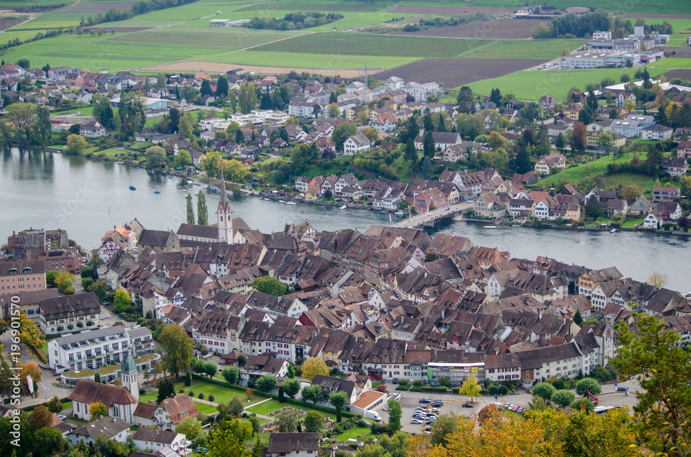 A look from above to the old core of Stein am Rhein