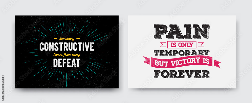 Set of Raster Grunge Concept with Inspiration Phrase for Poster or T-shirt. Creative Motivation Quote Collection.