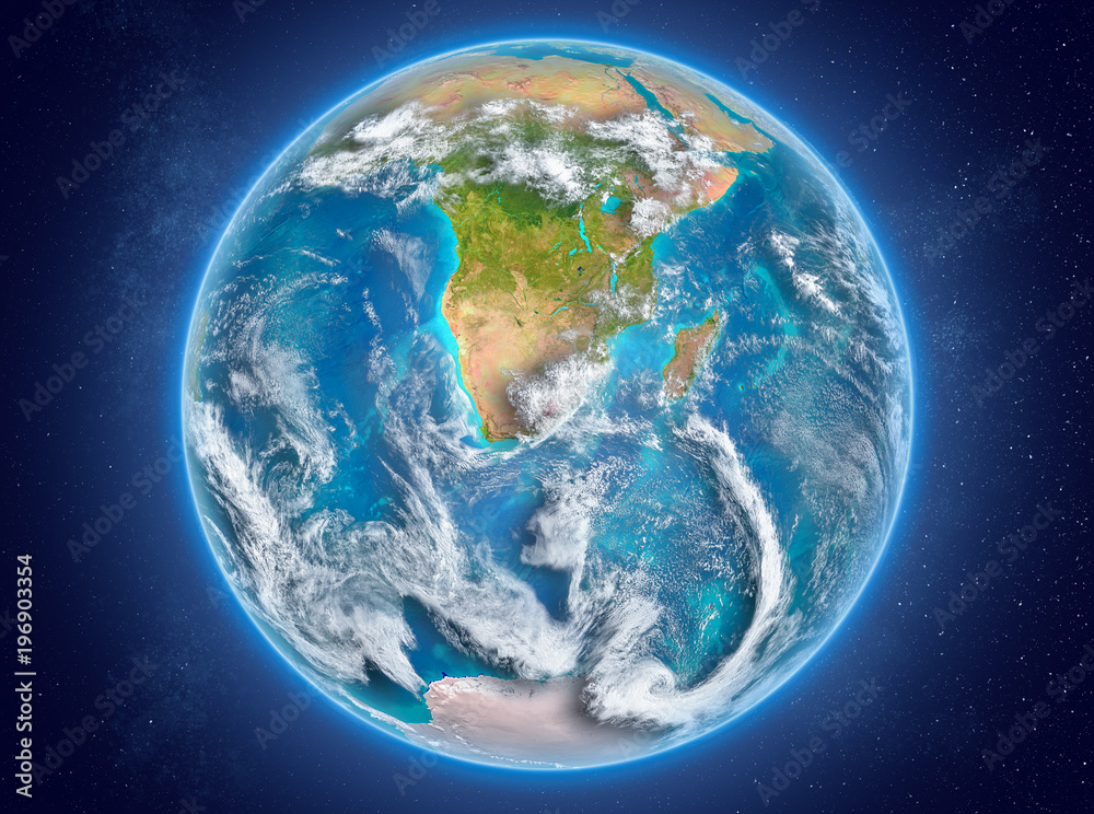 Fototapeta premium Lesotho on planet Earth in space