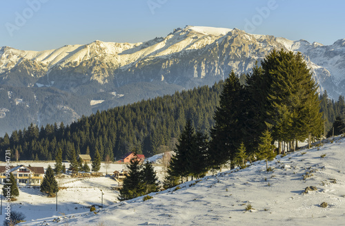 Winter alpine scenery in Fundata, Brasov, Romania