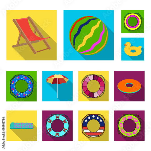 Multicolored swimming circle flat icons in set collection for design. Different lifebuoys vector symbol stock web illustration.