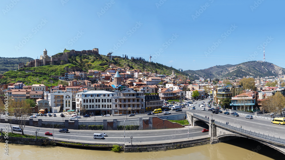 view of the Kura River, Tbilisi, Georgia