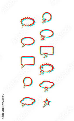 Set Icons Speech Bubble the using of effect the dual light and duoton - Each element is grouped individually for easy. Silhouette Triple, vector illustration. photo