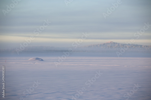 Arctic view over the lake Menstraesket in Vaesterbotten, Sweden photo