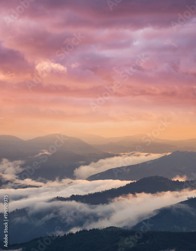 Mountain valley during sunrise. Natural summer landscape © biletskiyevgeniy.com