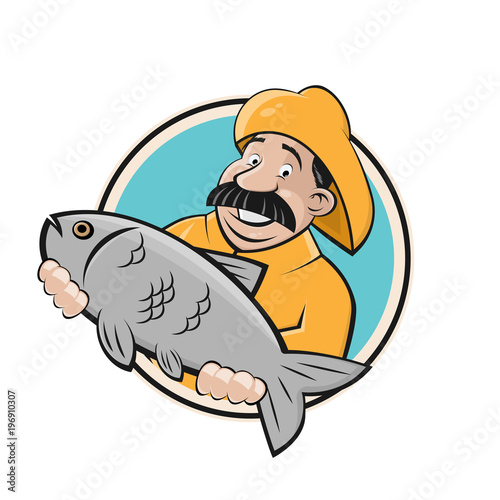 fisherman with big fish sign