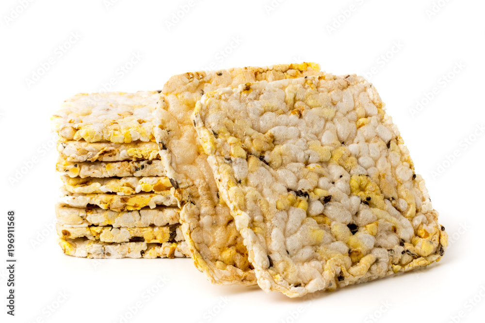 Corn crackers on a white background Corn crackers on a white background