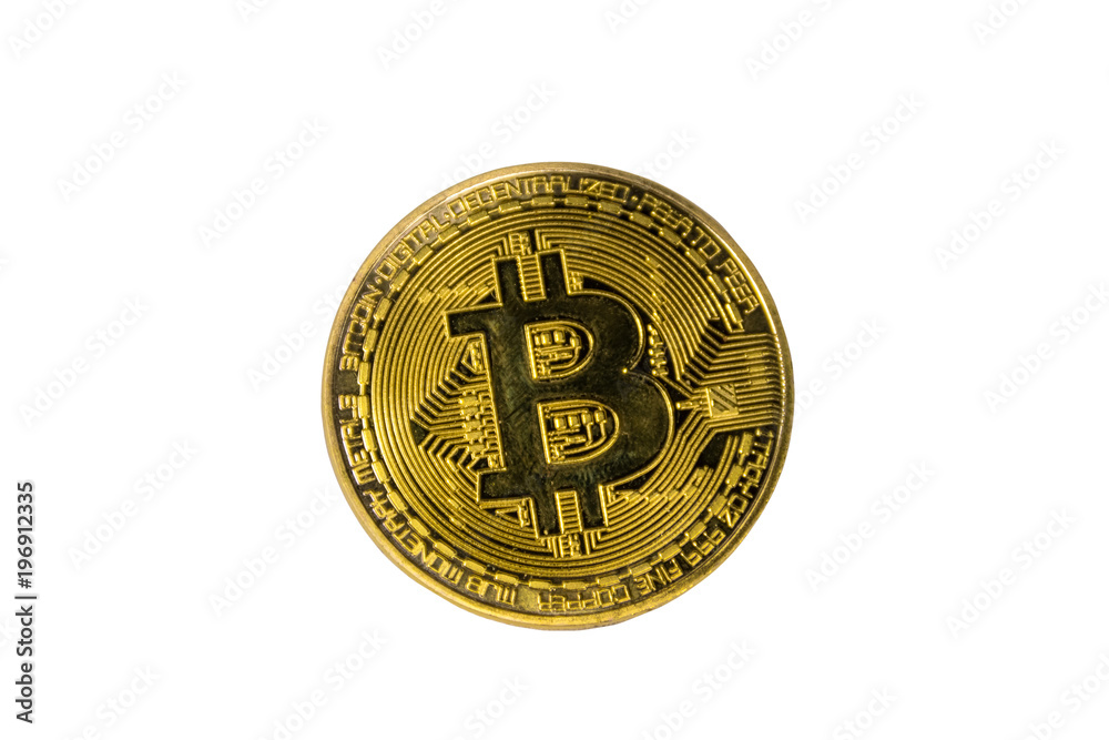 Golden bitcoin isolated on white background Golden bitcoin isolated on white background