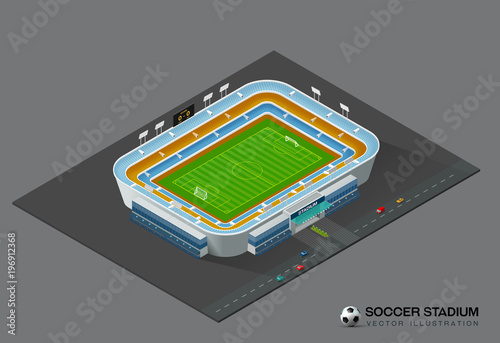 football soccer field stadium isometric
