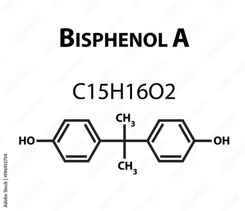 Bisphenol A. Chemical formula. Infographics. Vector illustration on isolated background.