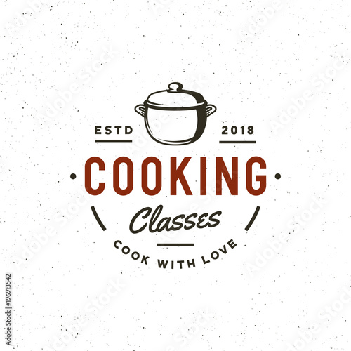 vintage cooking classes logo. retro styled culinary school emblem. vector illustration