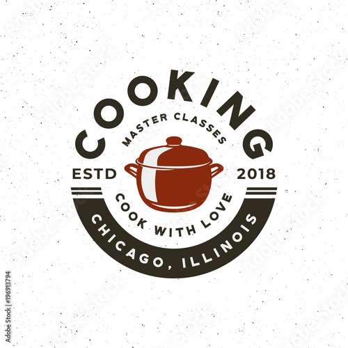 vintage cooking classes logo. retro styled culinary school emblem. vector illustration