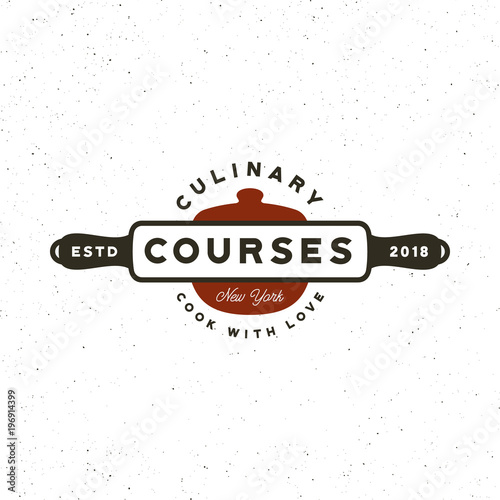 vintage cooking classes logo. retro styled culinary school emblem. vector illustration