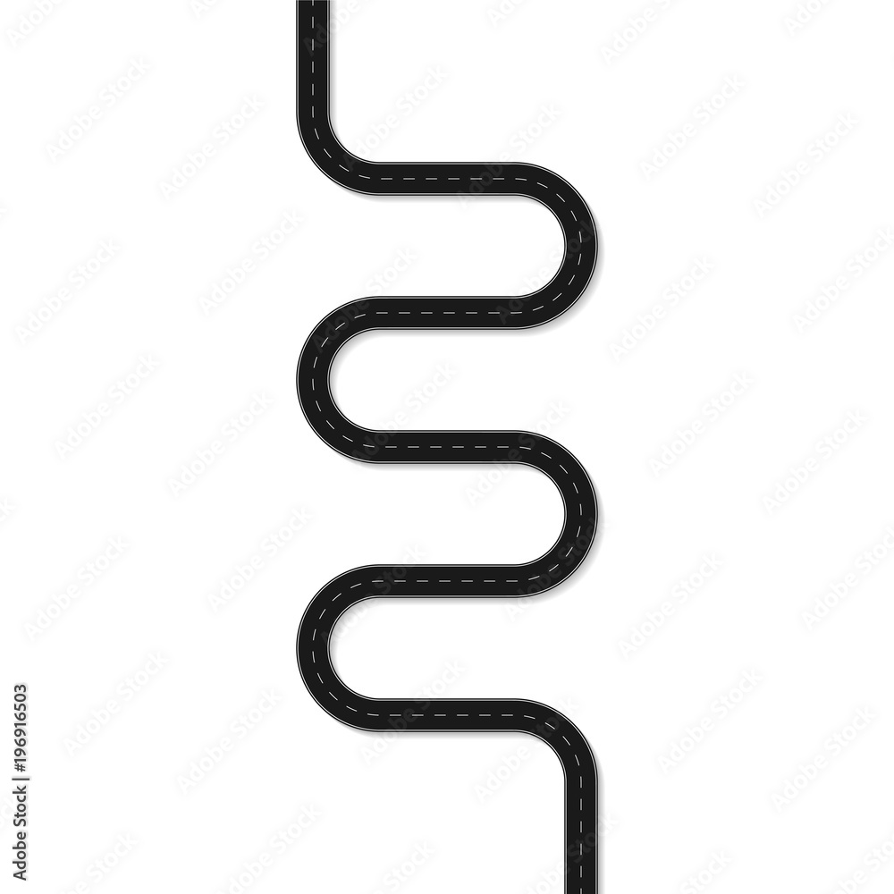 Obraz premium Winding road isolated on white background. Vector illustration