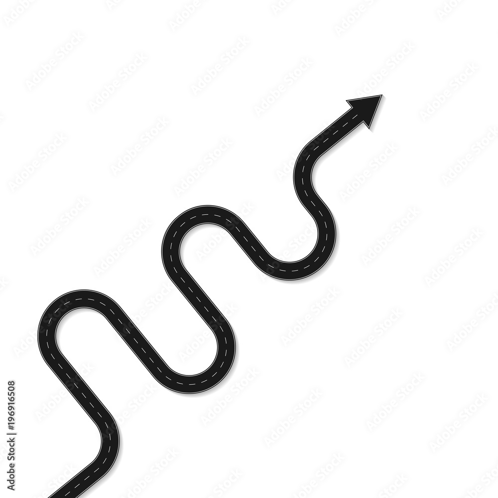 Road trip and journey route. Winding road. Vector illustration Road trip and journey route. Winding road. Vector illustration