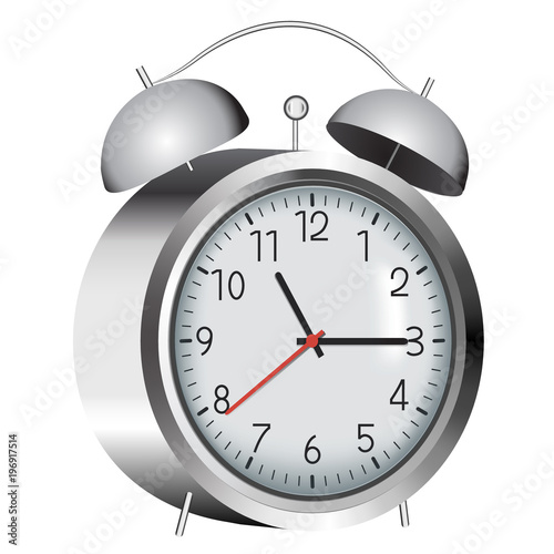 Vector Clock Icon. Alarm clock on white background.Vector illustration