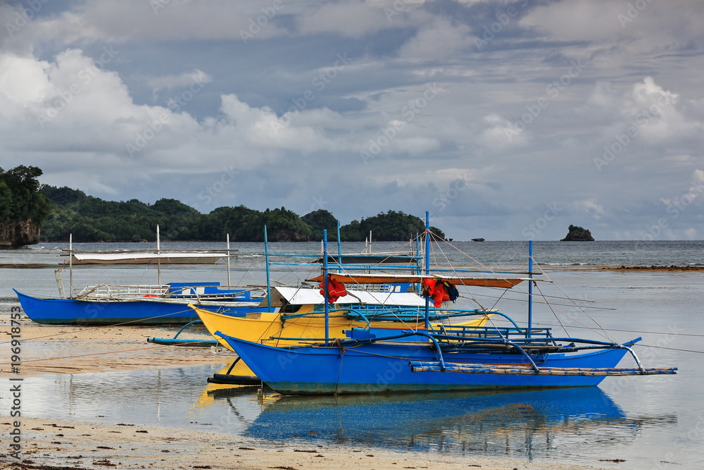 Balangay or bangka boats stranded on the beach. Punta Ballo-Sipalay-Philippines. 0315