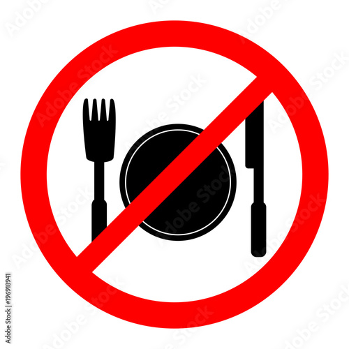 Simple  circular  No eating allowed  sign. Isolated on white