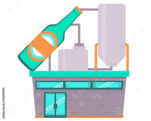 Beer factory isolated on white background. Flat design. Vector illustration