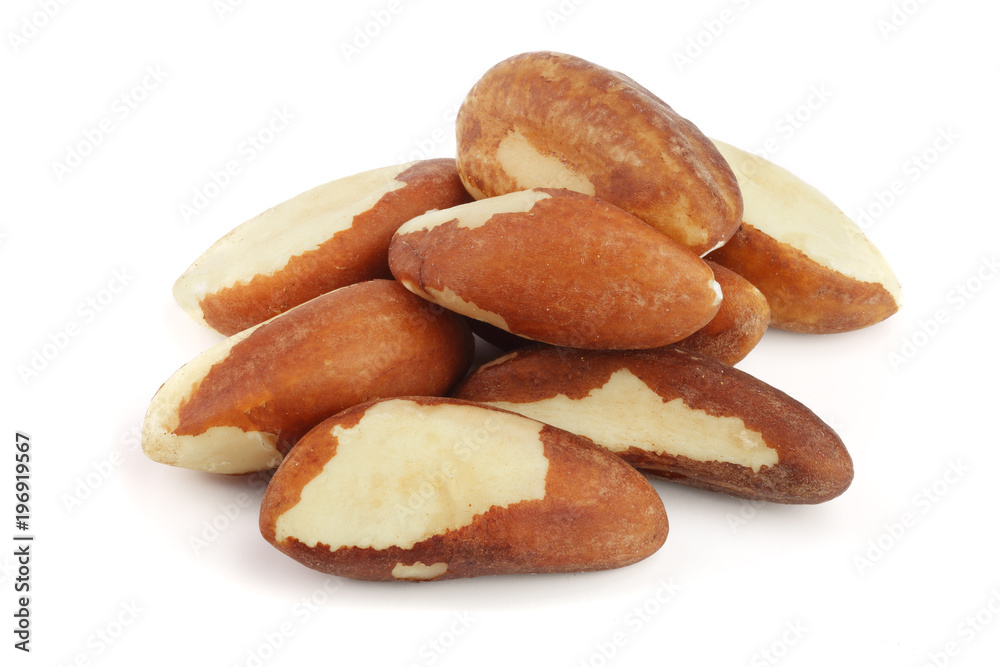 Brazil nuts isolated on white background closeup