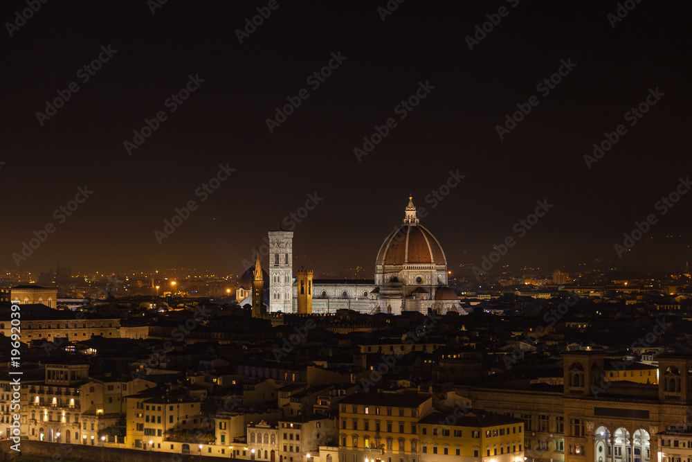 Fototapeta premium Scenic night view of Florence and Cathedral Santa Maria of Flowers from the viewpoint of Piazzale Michelangelo, Italy