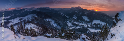 Sunset from Nosal,  Tatra Mountains Panorama