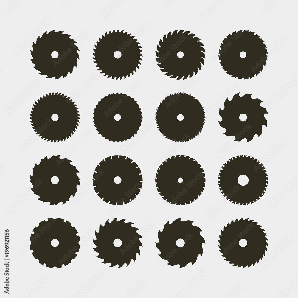 set of different black silhouettes of circular saw blades. vector illustration set of different black silhouettes of circular saw blades. vector illustration