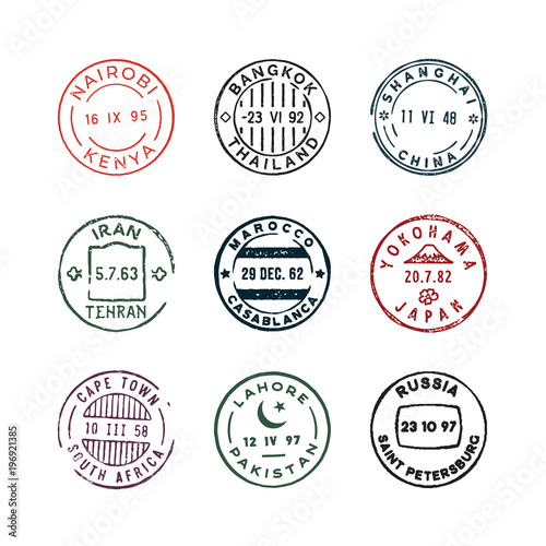 set of vintage postage stamps. vector illustration
