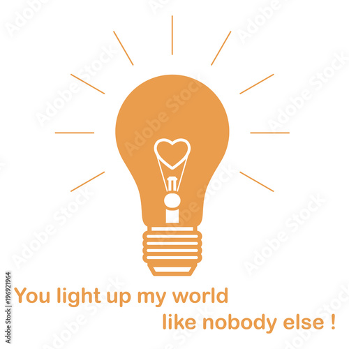 Glowing light bulb with glower in shape of heart.