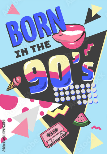 Memphis cards with geometric elements and retro illustrations. Set of vector banners in trendy 80s-90s memphis style. cover design, advertising, poster and greeting card. graphic tee and printed tee