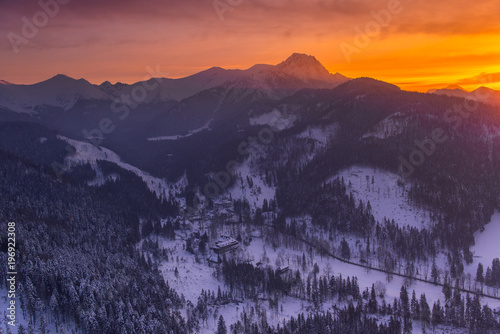 Sunset from Nosal, Tatra Mountains Panorama