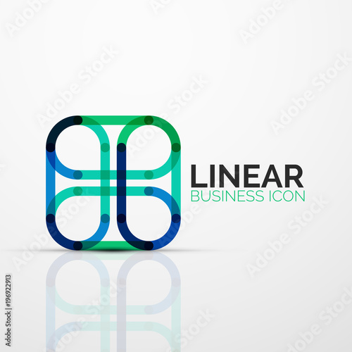Abstract flower or star minimalistic linear icon, thin line geometric flat symbol for business icon design, abstract button or emblem